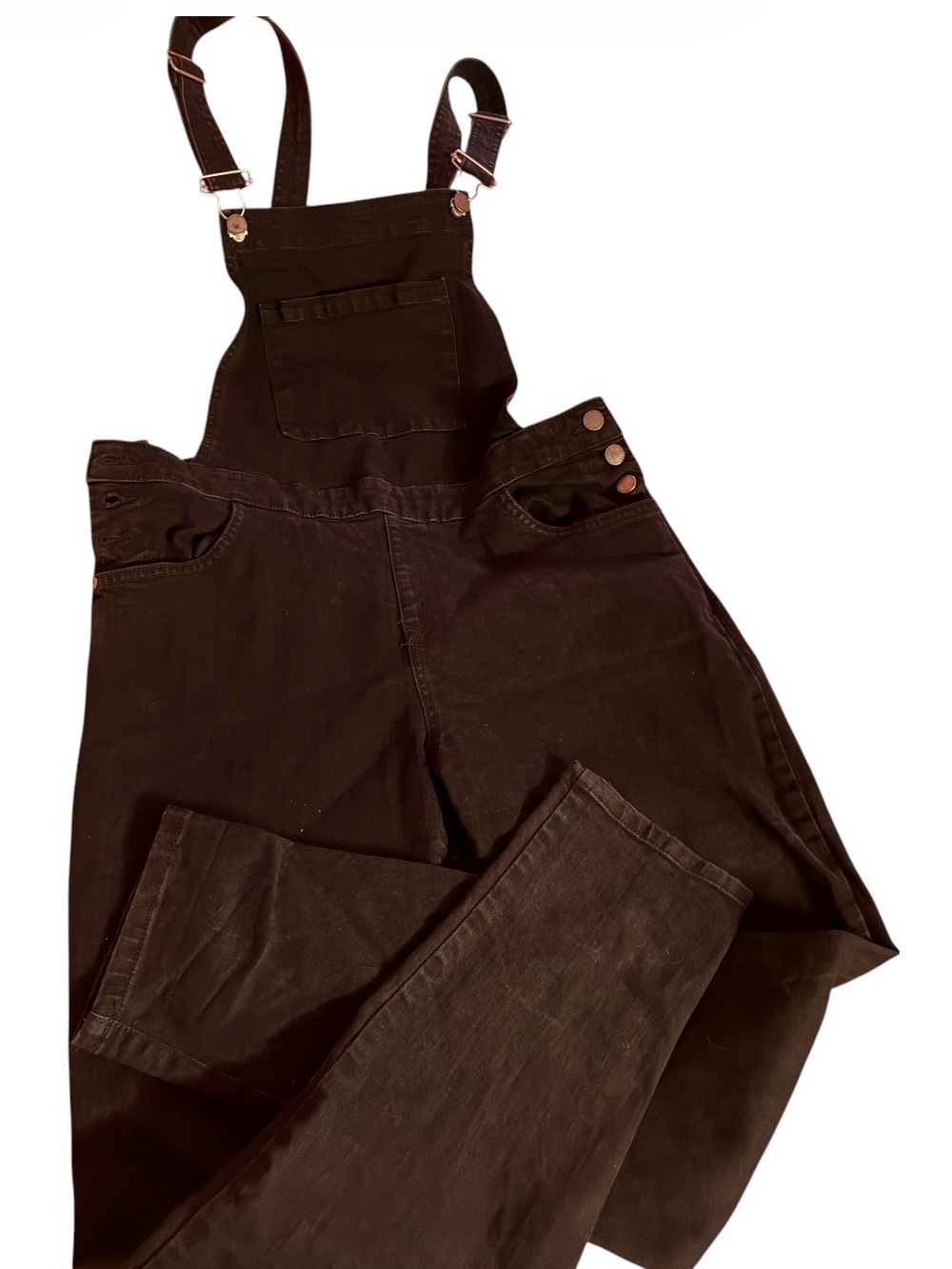 women’s Black Cotton Roxy bib overalls - Adjustable Strap coveralls Sz M